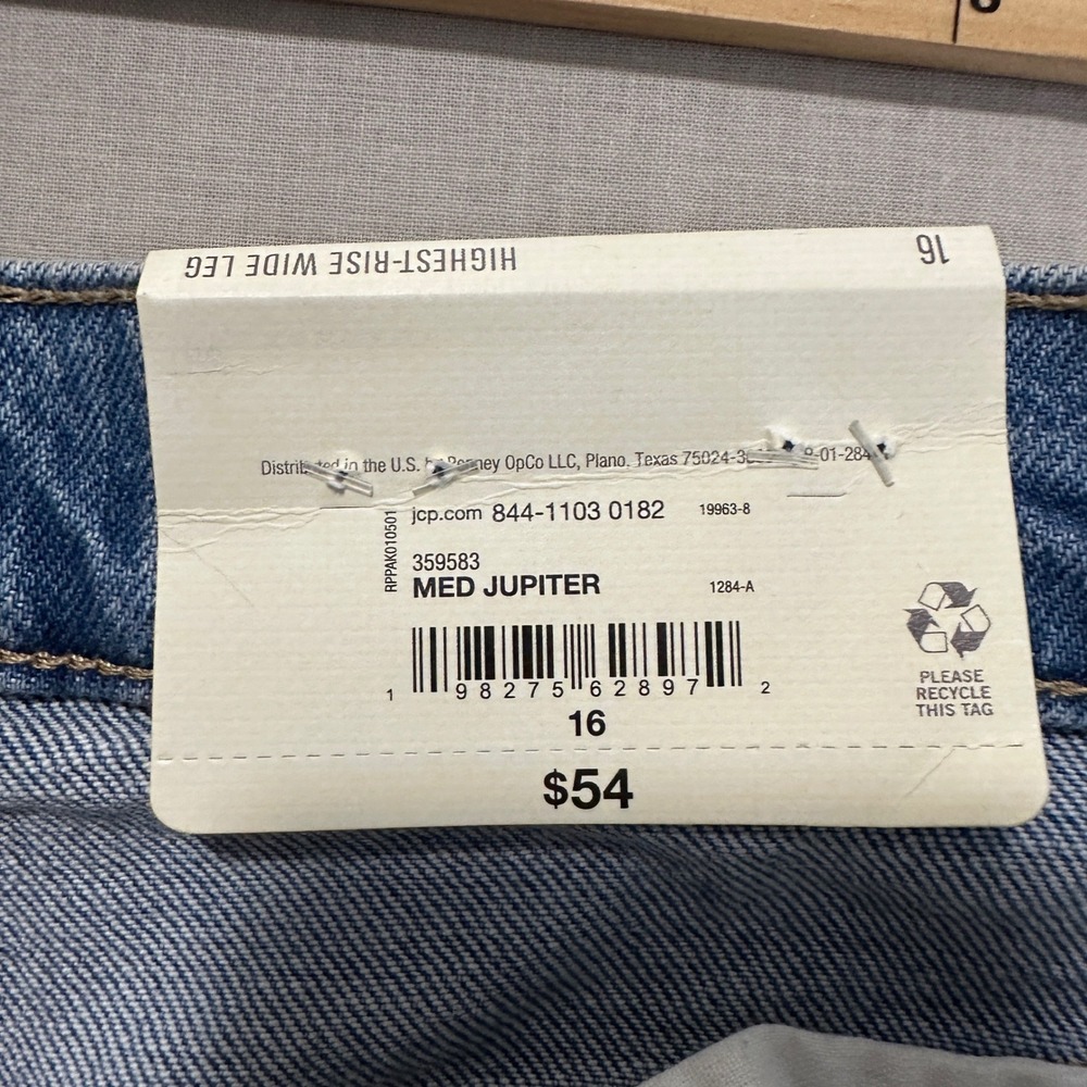 a.n.a Women's 16 Wide Leg Jeans Blue Highest-Rise Cuffed Med Jupiter NEW - Picture 5 of 9